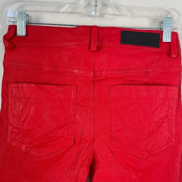 Zadig and Voltaire Womens 36 Small Phlame Pants Crinkled Lamb Leather in Red - Picture 10 of 14